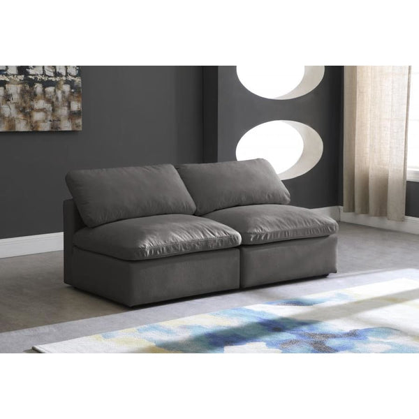 Meridian Furniture Plush Velvet Standard Cloud Modular Down Filled Overstuffed 70 Armless Sofa - Sofas