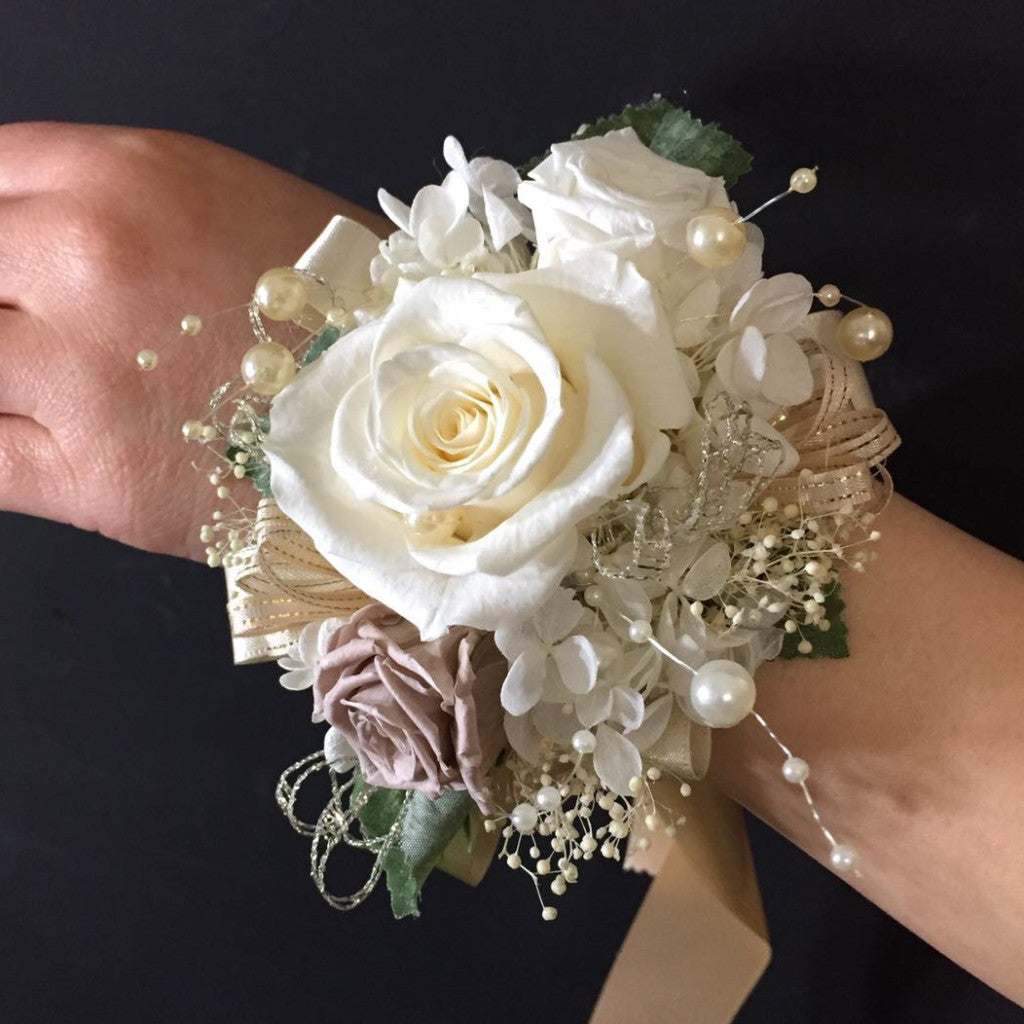 gold corsage wristlet