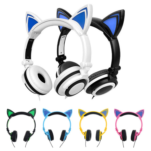 blandt Arbejdsgiver Tag det op Foldable Glowing Cat Ears headphones with LED lights – OMG Adorables