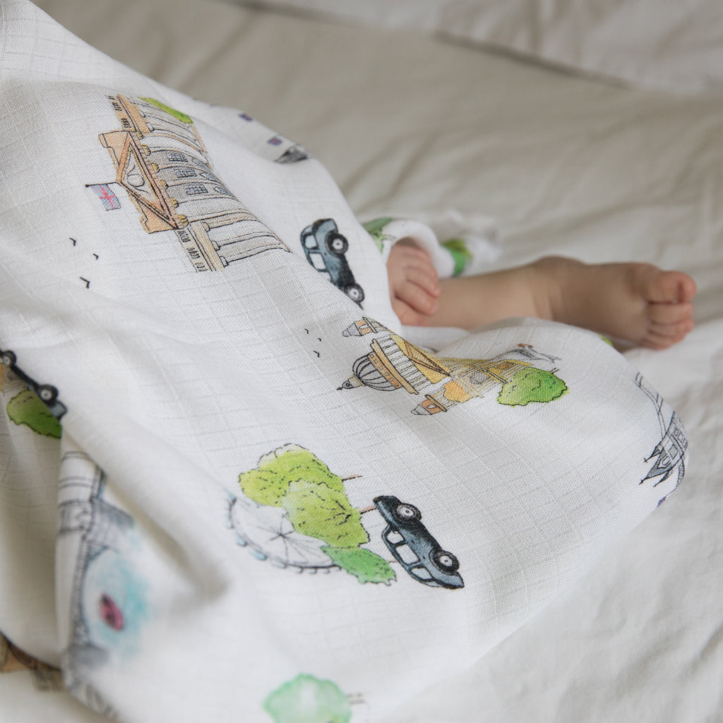 Quality Swaddle Blankets London Landmarks Design 100 Bamboo Fabric The Little Art Collection