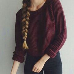 Women Sweaters and Pullovers Long Sleeve Casual Sweater slim solid knitted jumpers