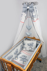 7 Pcs Crib Bedding Set With All Round Bumper 90x40 Cm Canopy