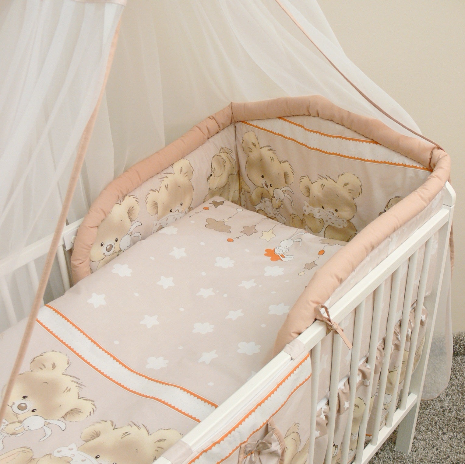 6 Piece Baby Cot Bedding With Padded Thick Bumper And Fitted Sheet