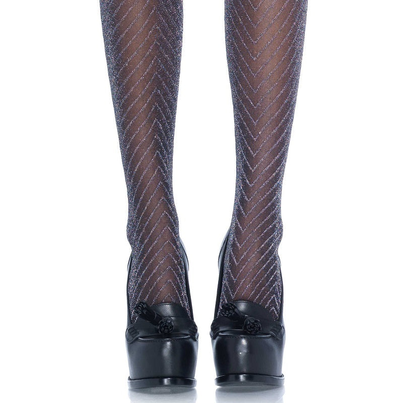 Leg Avenue Womens Lurex Shimmer Tights, Black/Copp, One Size : Leg