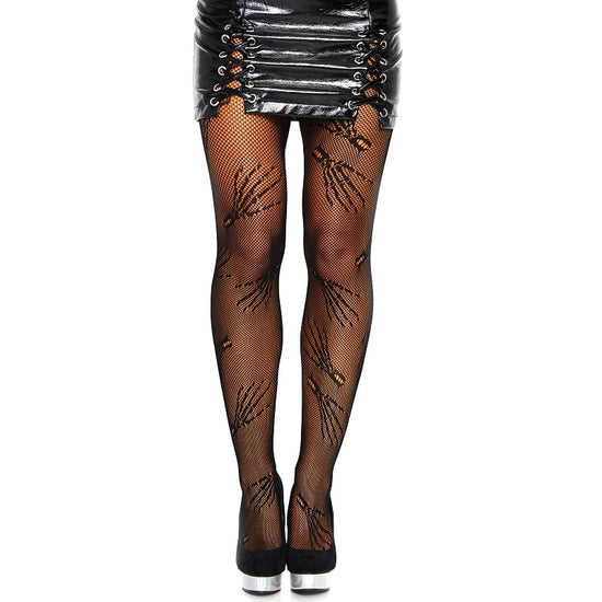 Leg Avenue  LA-7555, Black Opaque Net Footless Tights