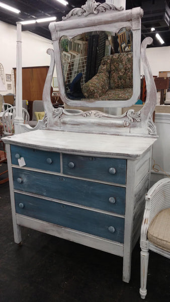 White Blue Antique Dresser Main Street Used Furniture