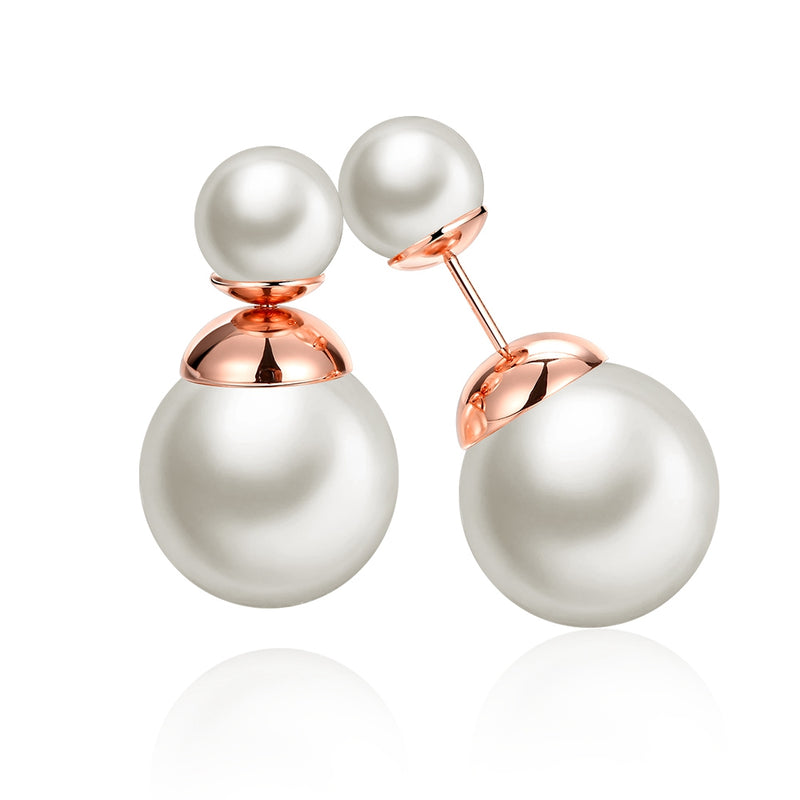 double pearl stud earrings