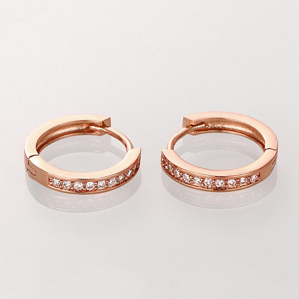 Single Row Huggie Earrings in Rose Gold – Golden NYC