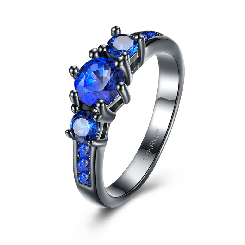 Sapphire 3 Stone Black Gun Plating Midi Ring – Golden NYC Jewelry