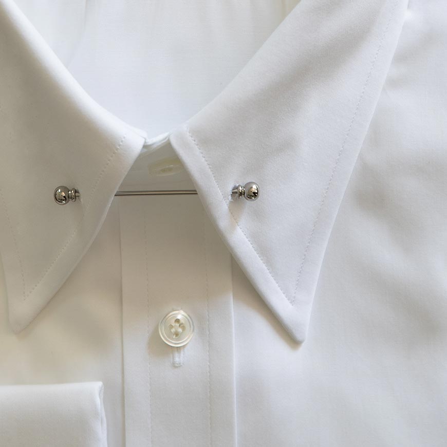 Edward Sexton White Pin Collar Shirt - He Spoke Style Shop