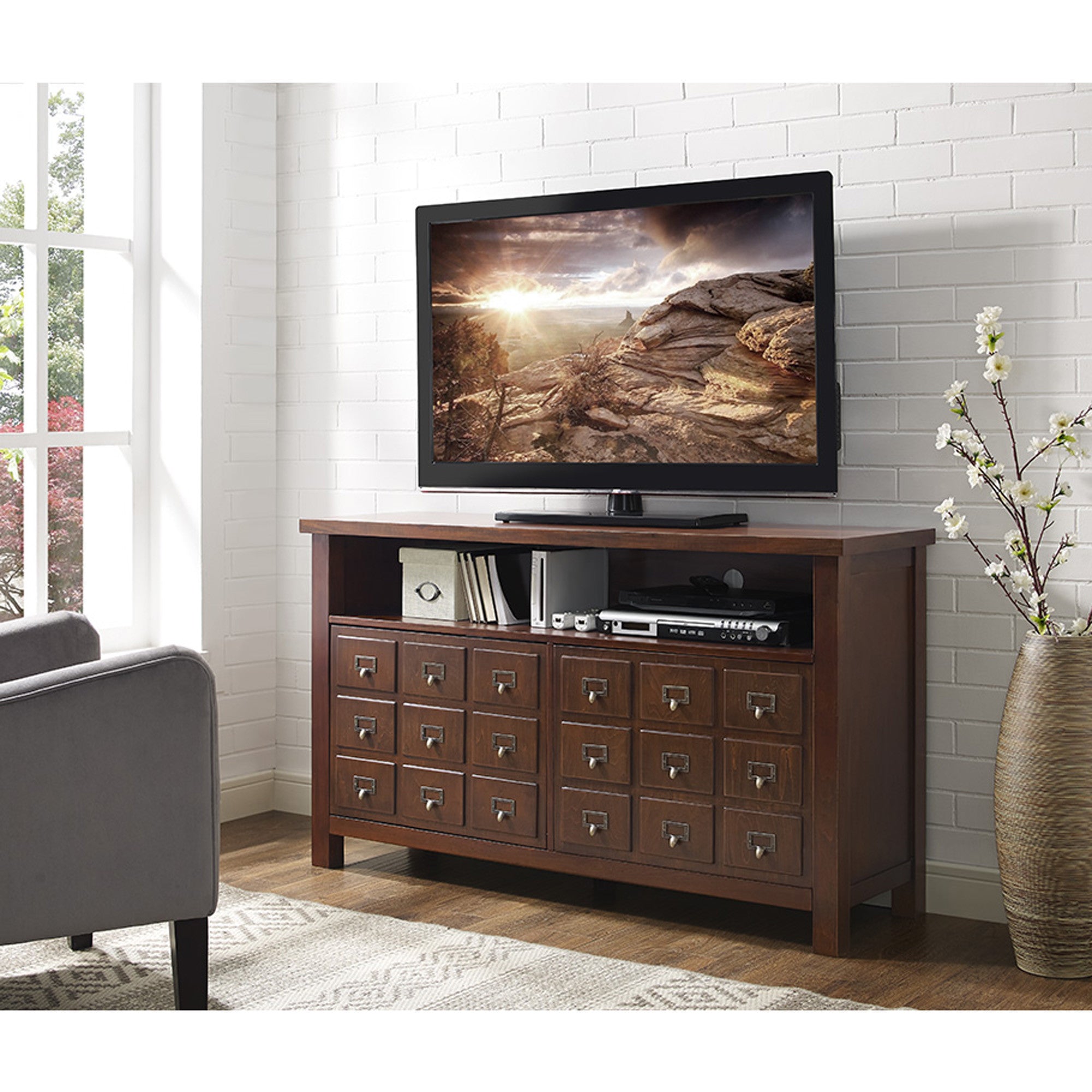 Angelo Home Tv Console Buffet Cabinet 52 Apothecary Walnut