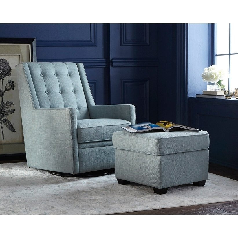 blue swivel chair living room