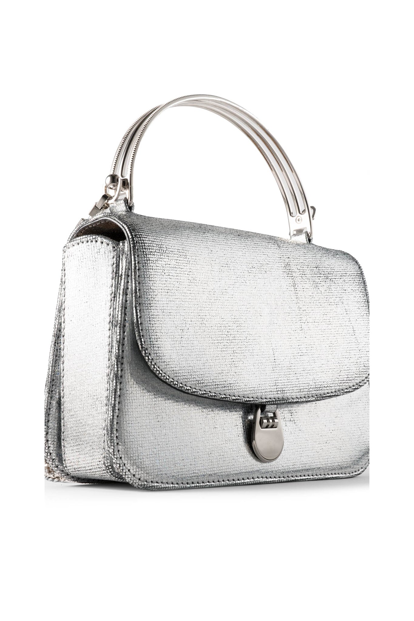 Sabi Top Handle Bag in Silver Holographic Leather – Bienen Davis