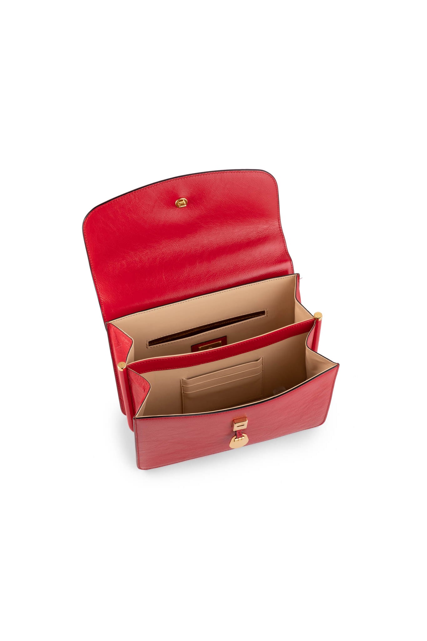 Charlie Top Handle Bag in Red Leather