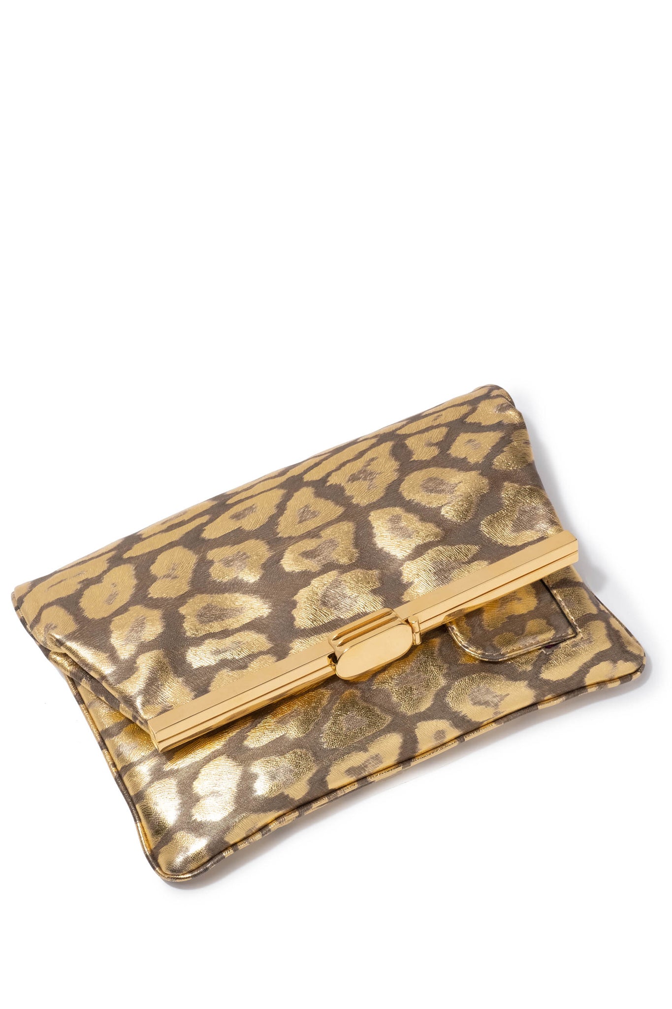 PM Clutch in Leopard Foiled Etched Kid Leather