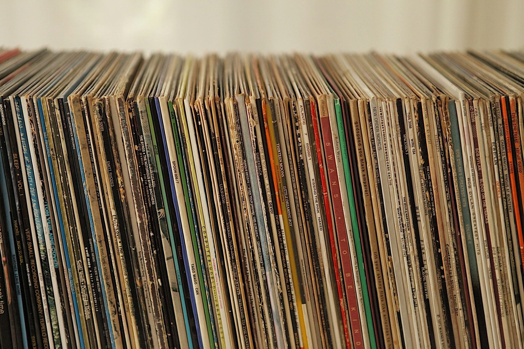 Stacks of vinyl records