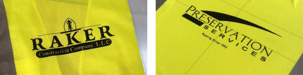 Custom printed safety apparel
