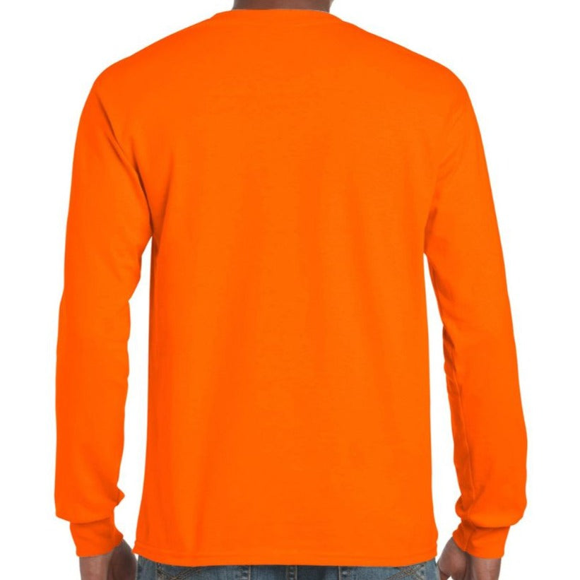 Medium, Gildan, Hi-Viz, Long Sleeve Safety Orange T-Shirt [2400]