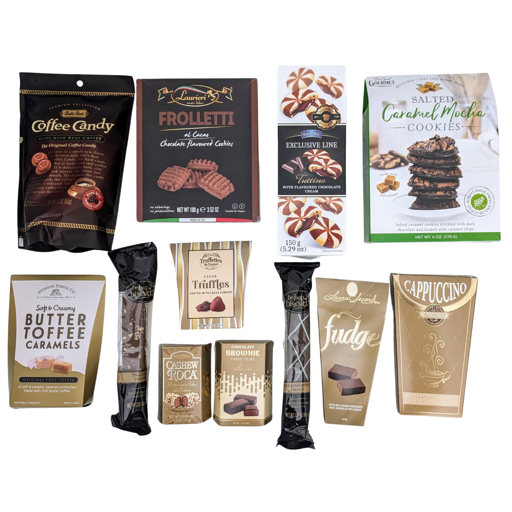 Golden Gourmet - Elegant Golden Faux Leather Tote with Chocolates & Cookies