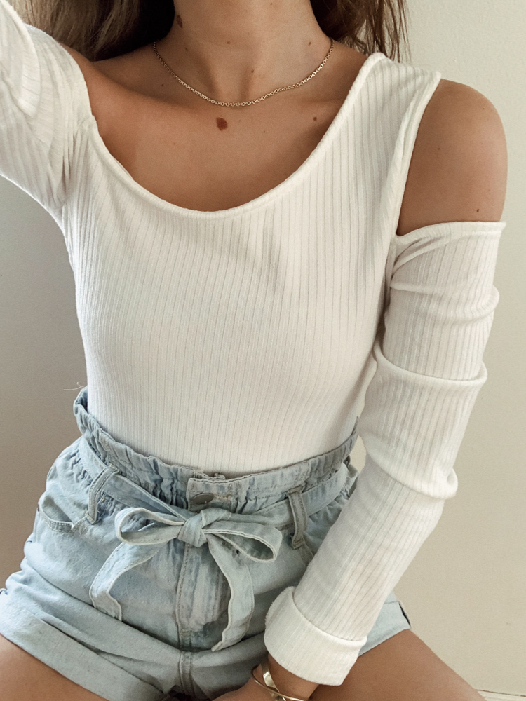 white cut out bodysuit