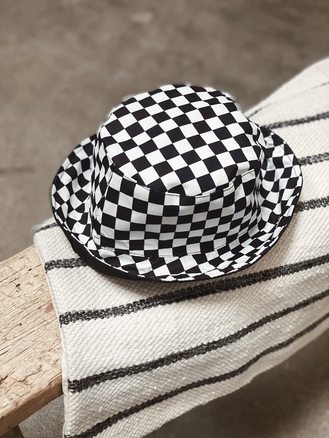 Checkered Bucket Hat in Black - Final Sale