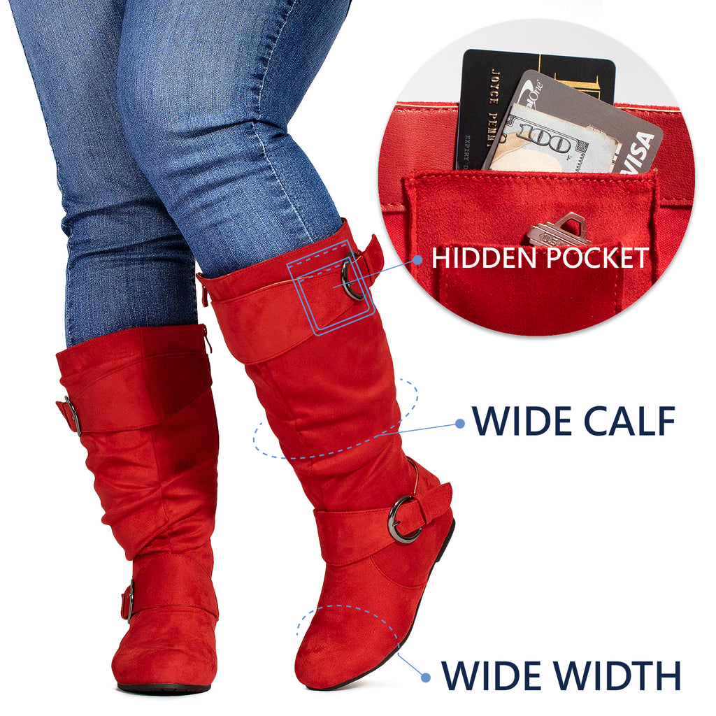 red wide width booties