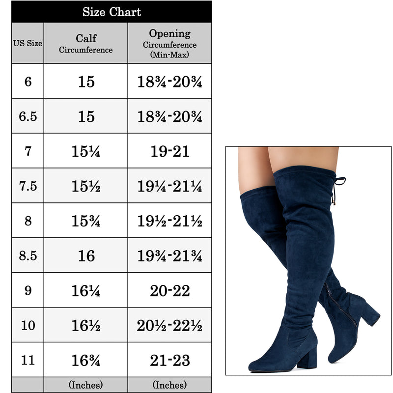 navy wide calf knee high boots