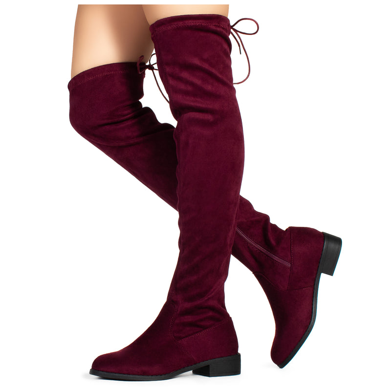 over the knee burgundy boots