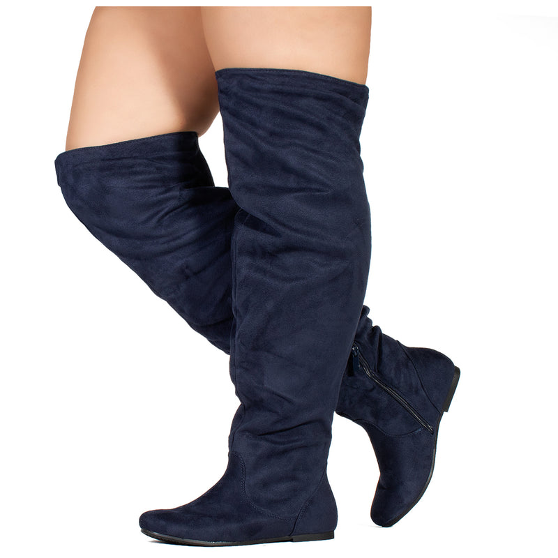 Knee Slouchy Boots NAVY 