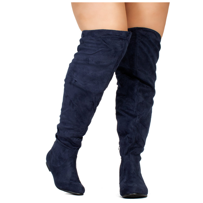 womens wide calf navy boots