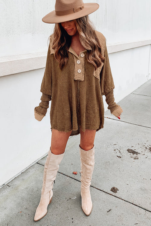 Brown Mineral Wash Tunic Top