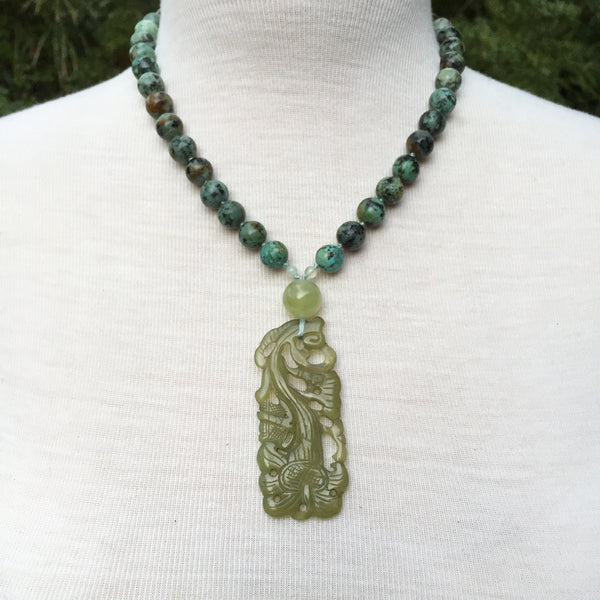 Jade and African Turquoise Necklace - Sunya Currie