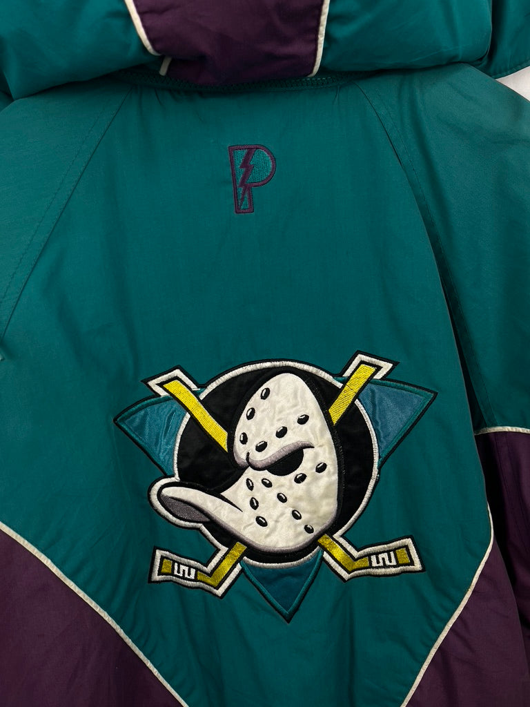VTG Mighty Ducks Pro Player Puffer Jacket Sz L