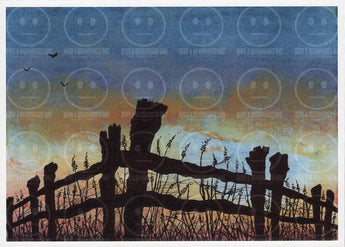 The Fence Dusty Skies Art Print