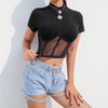 Black Patchwork Mesh Top - Axcid Shop