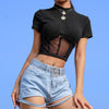 Black Patchwork Mesh Top - Axcid Shop