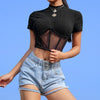 Black Patchwork Mesh Top - Axcid Shop