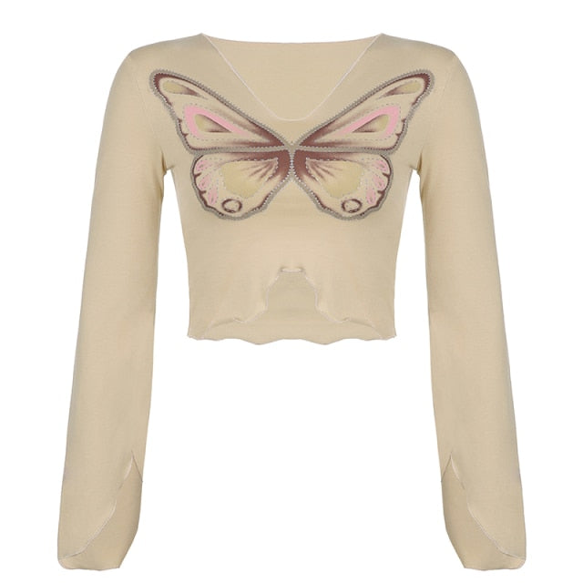 Butterfly Graphic Flare Crop Top – Axcid Apparel