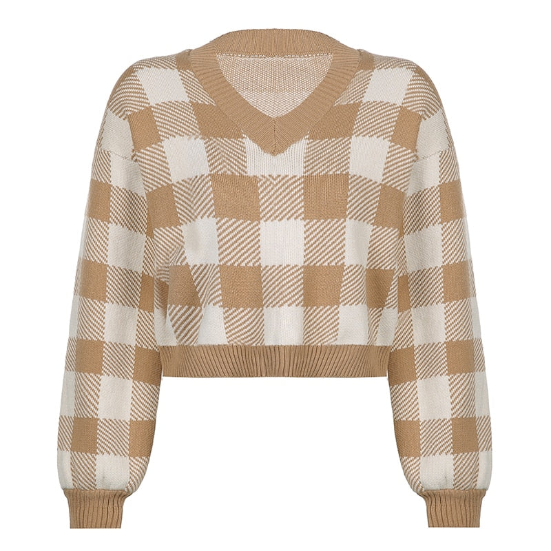 College Gal Loose Plaid Oversized Sweater – Axcid Apparel