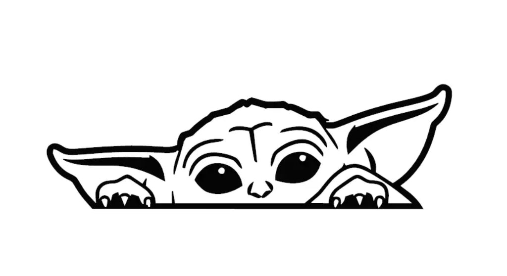 Download Peeking Baby Yoda Decal - Drew's Decals