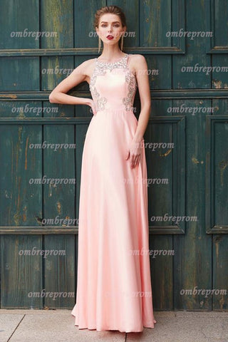 Pink Beading Satin Prom Dress