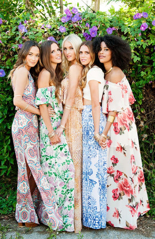 floral bridesmaids printed dresses