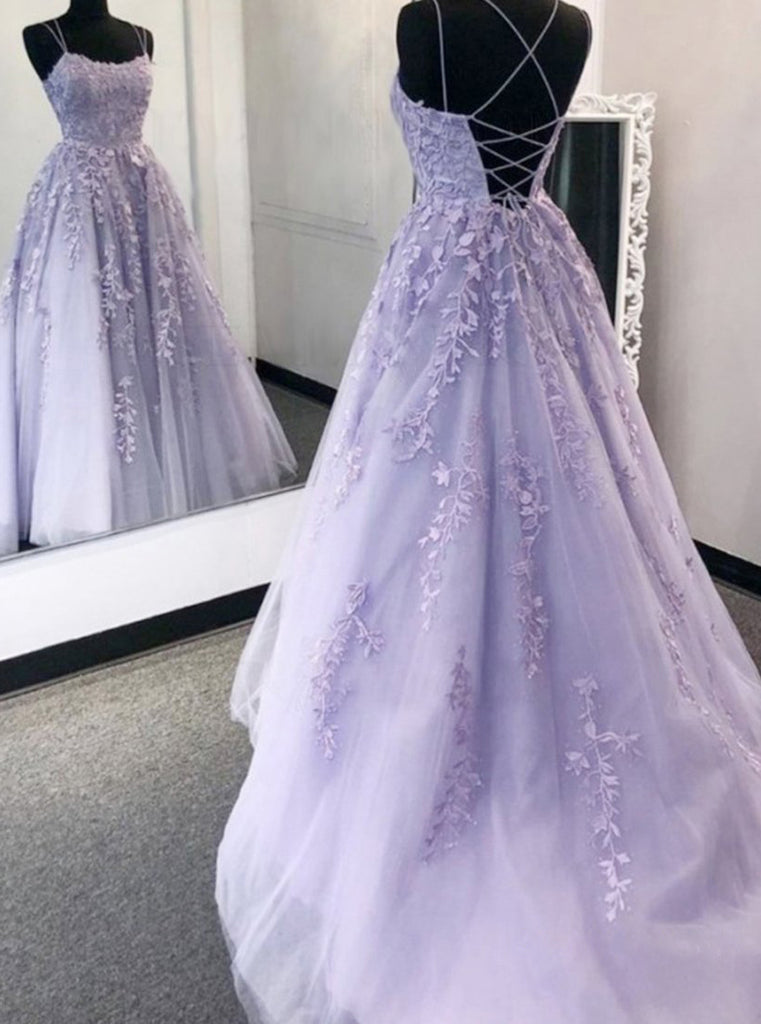 Pretty Long Prom Dresses Lace Appliques Princess Dresses – Ombreprom