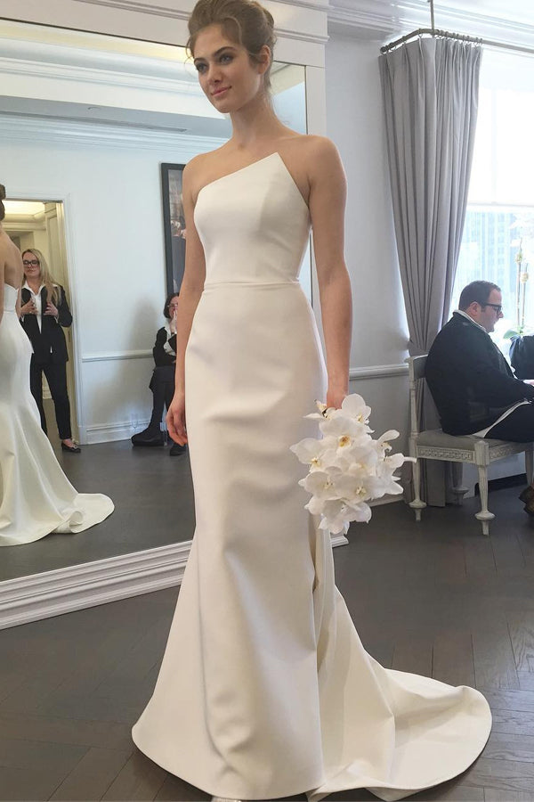 Elegant Ivory Sweep Train Strapless Sleeveless Mid Back Prom Dresses ...