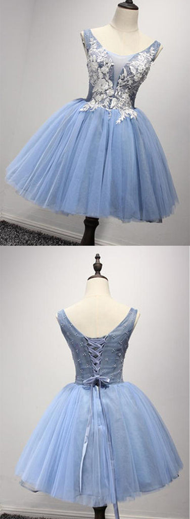 Luxurious  A-line Straps Knee Length Short Tulle Homecoming Dresses M463