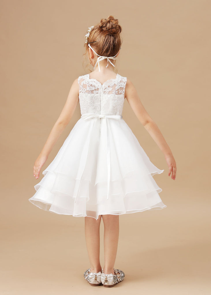 Ruffles Sleeveless Organza Applique Tulle Flower Girl Dresses With Rhi ...