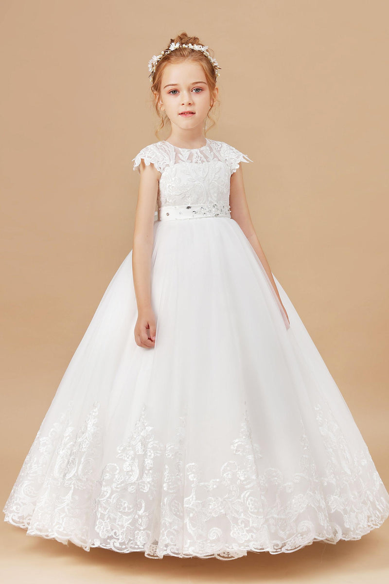 Princess Lace Tulle Satin Flower Girl Dresses With Bowknot – Ombreprom