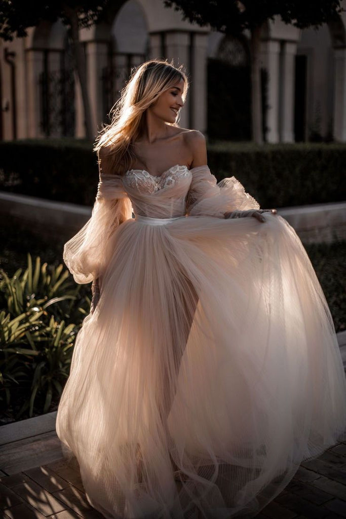 champagne flowy wedding dress for Sale,Up To OFF57%