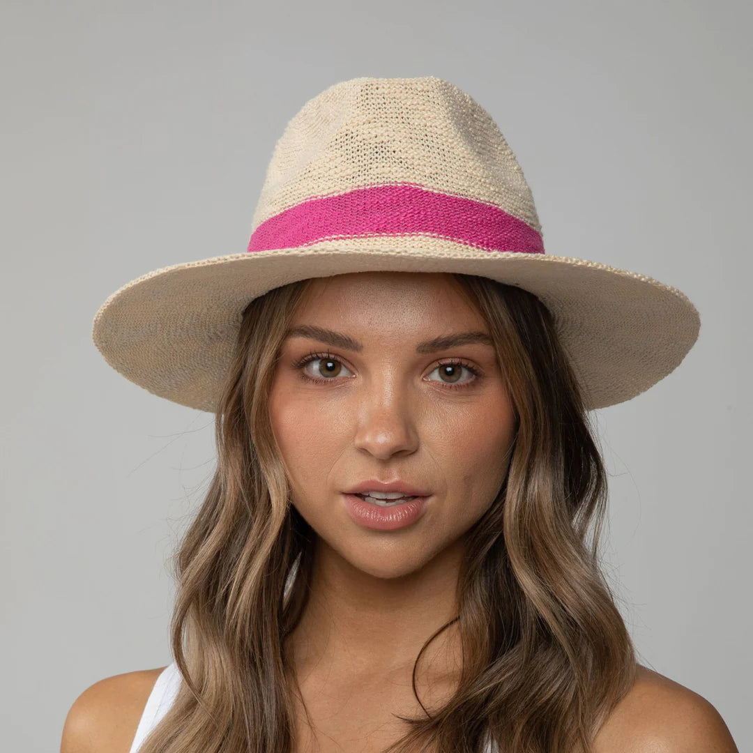 Avalon Stripe Rancher Hat in Hot Pink Stripe