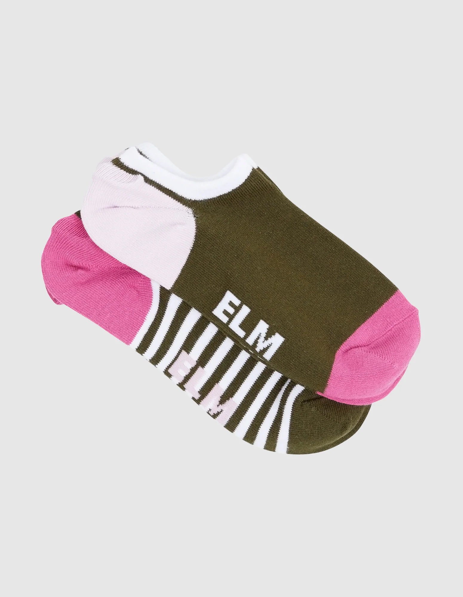 2 Pack No Show Socks in Gem Stripe & Green/Pink